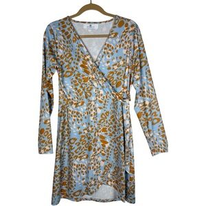 Elegant Leopard Print Long Sleeve Dress Sz L